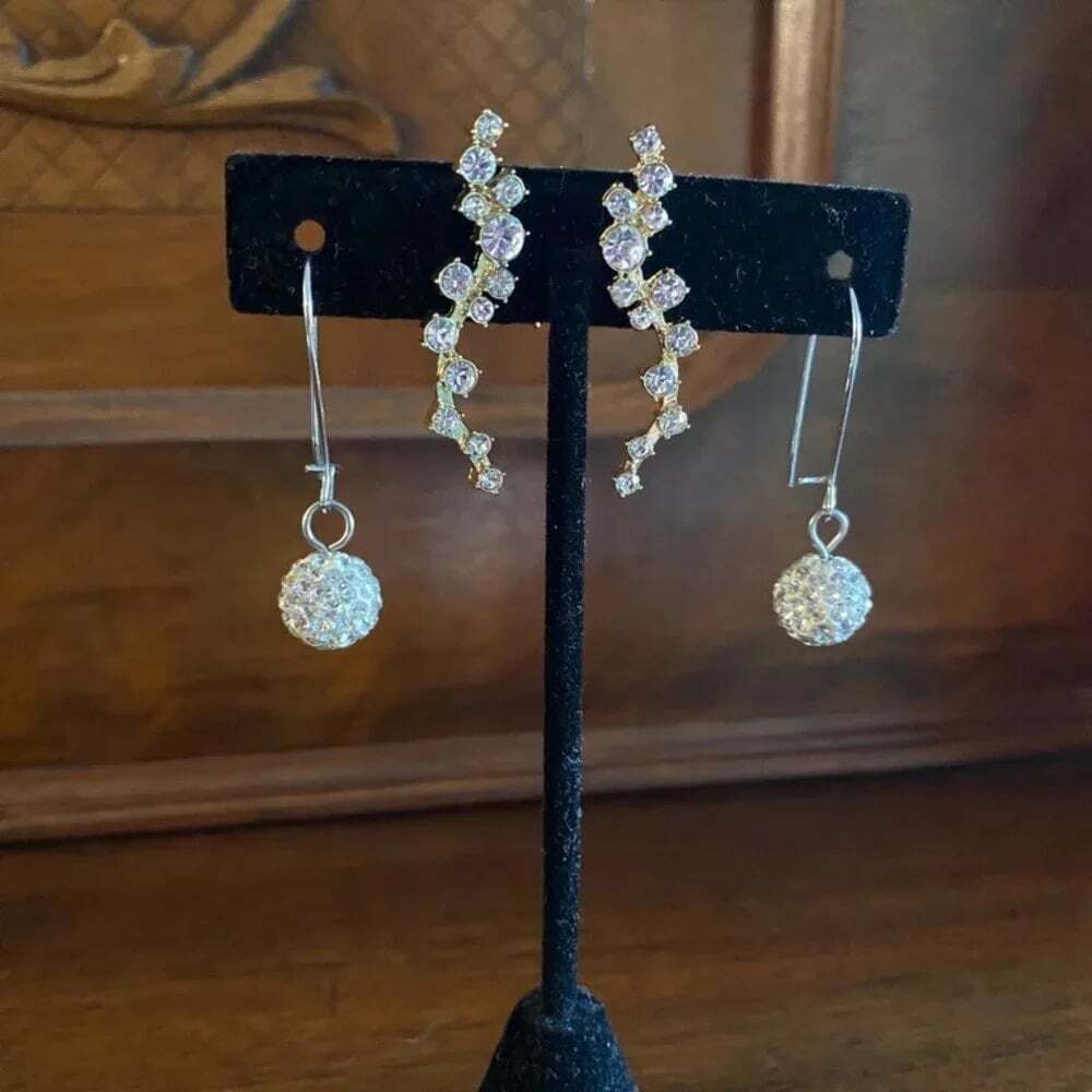 BaubleBar Rhinestone Crawlers and Sparkly Rhinestone Ball Drop Earrings